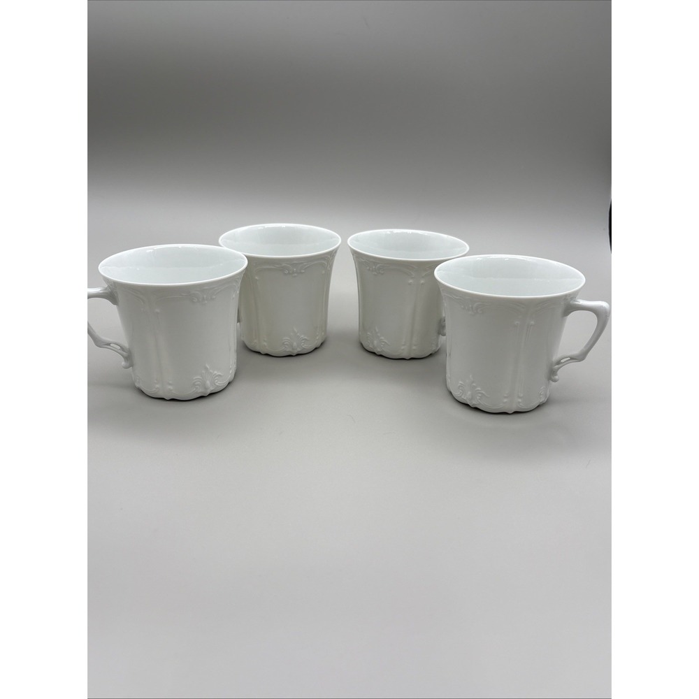 Tirschenreuth Bavaria Baronesse White Cups Set of 4 Germany Porcelain